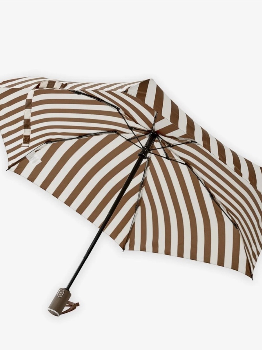 Trina Turk Brown and Cream Striped Compact Umbrella